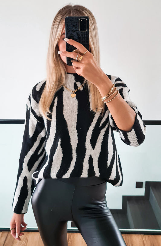 Pullover mit Print und leichter Stehkragen - Kira