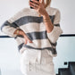 Weicher Strickpullover Alice gestreift - beige-grau