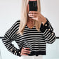 Gestreifter Strickpulli m. Knopfdetails Talia