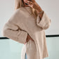 Strickpulli mit seitlichem Schlitz Ally lang - beige