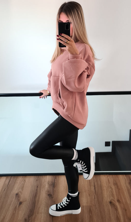 Sweatshirt Ivy mit gerafftem Arm - altrosa