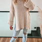 Strickpulli mit seitlichem Schlitz Ally lang - beige