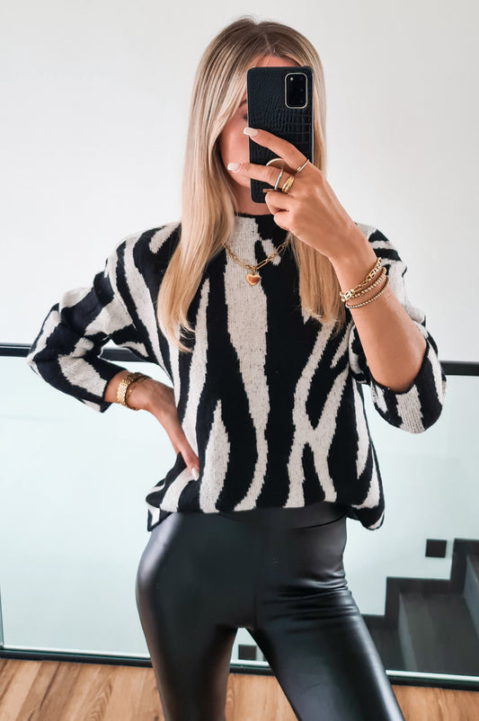 Pullover mit Print und leichter Stehkragen - Kira