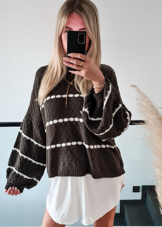 Strickpullover mit Wabenmuster Sammy - Khaki