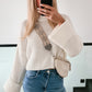 Strickpulli m. seitlichem Schlitz Ally kurz - wollweiß