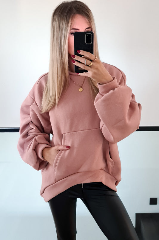 Sweatshirt Ivy mit gerafftem Arm - altrosa