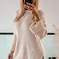 Strickpulli mit seitlichem Schlitz Ally lang - beige