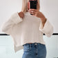 Strickpulli m. seitlichem Schlitz Ally kurz - wollweiß