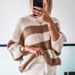 Weicher Strickpullover Alice gestreift - beige-taupe