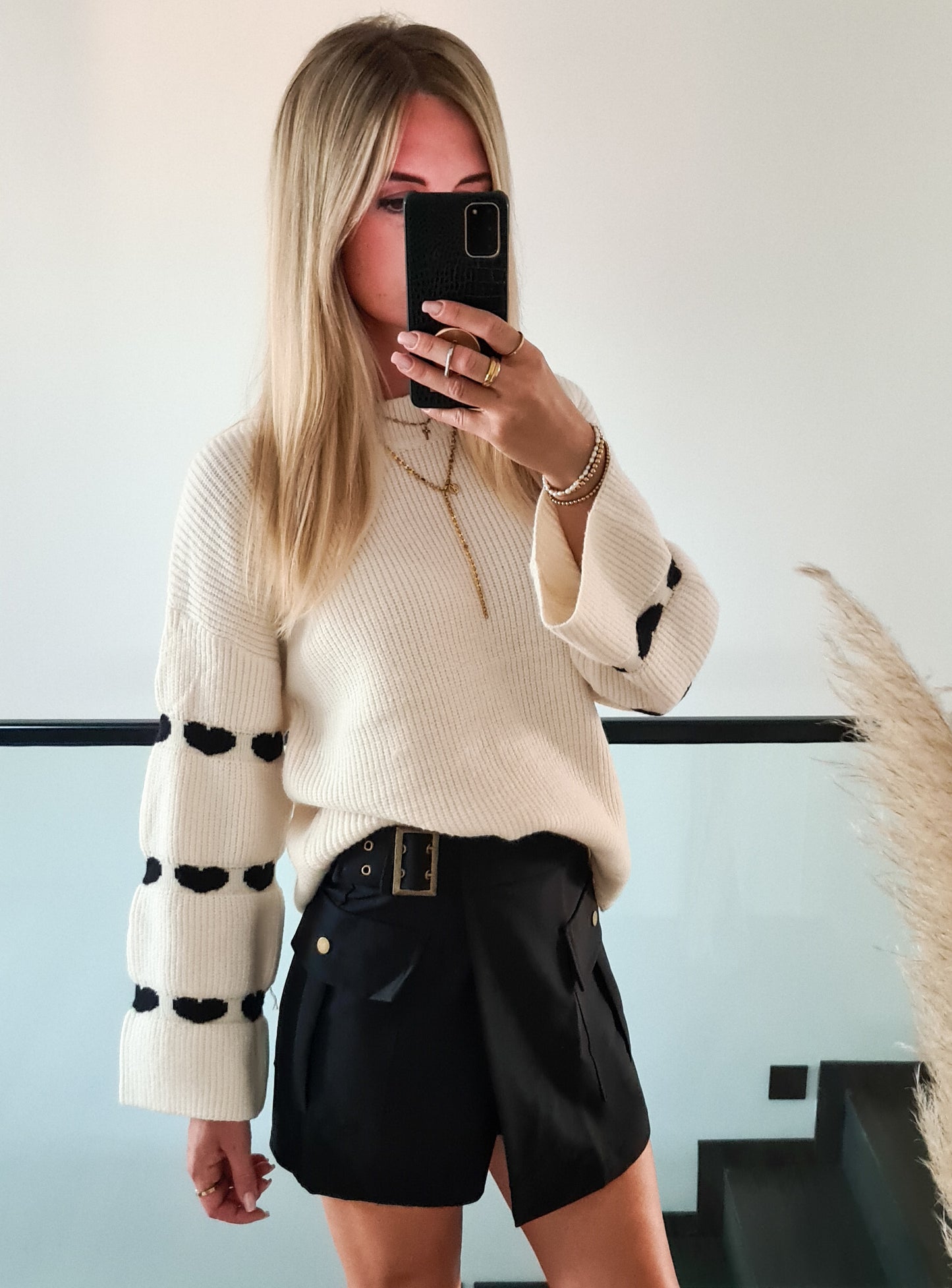 Rippstrick Pullover mit Herz-Details Amanda