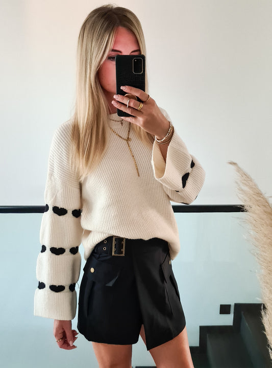Rippstrick Pullover mit Herz-Details Amanda