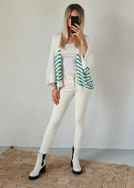 Strickjacke Sonja - weiß-grün