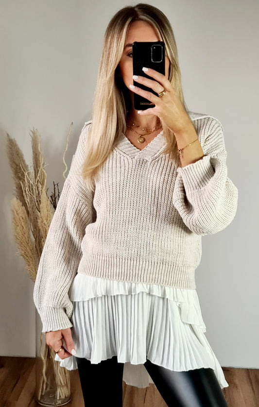 Strickpullover mit Polokragen Penny -  hellblau