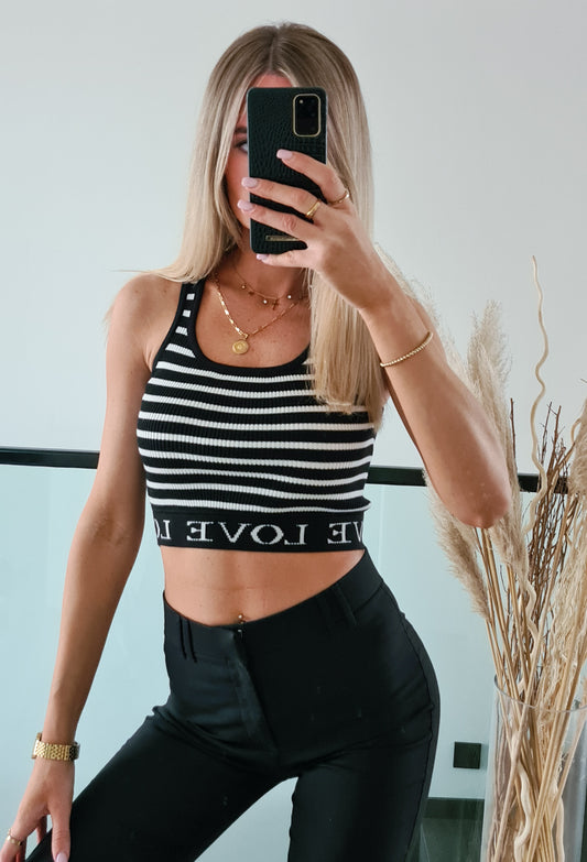 Stricktop Love - s/w gestreift