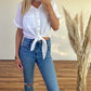 Kurze Musselin-Bluse Liv - weiß